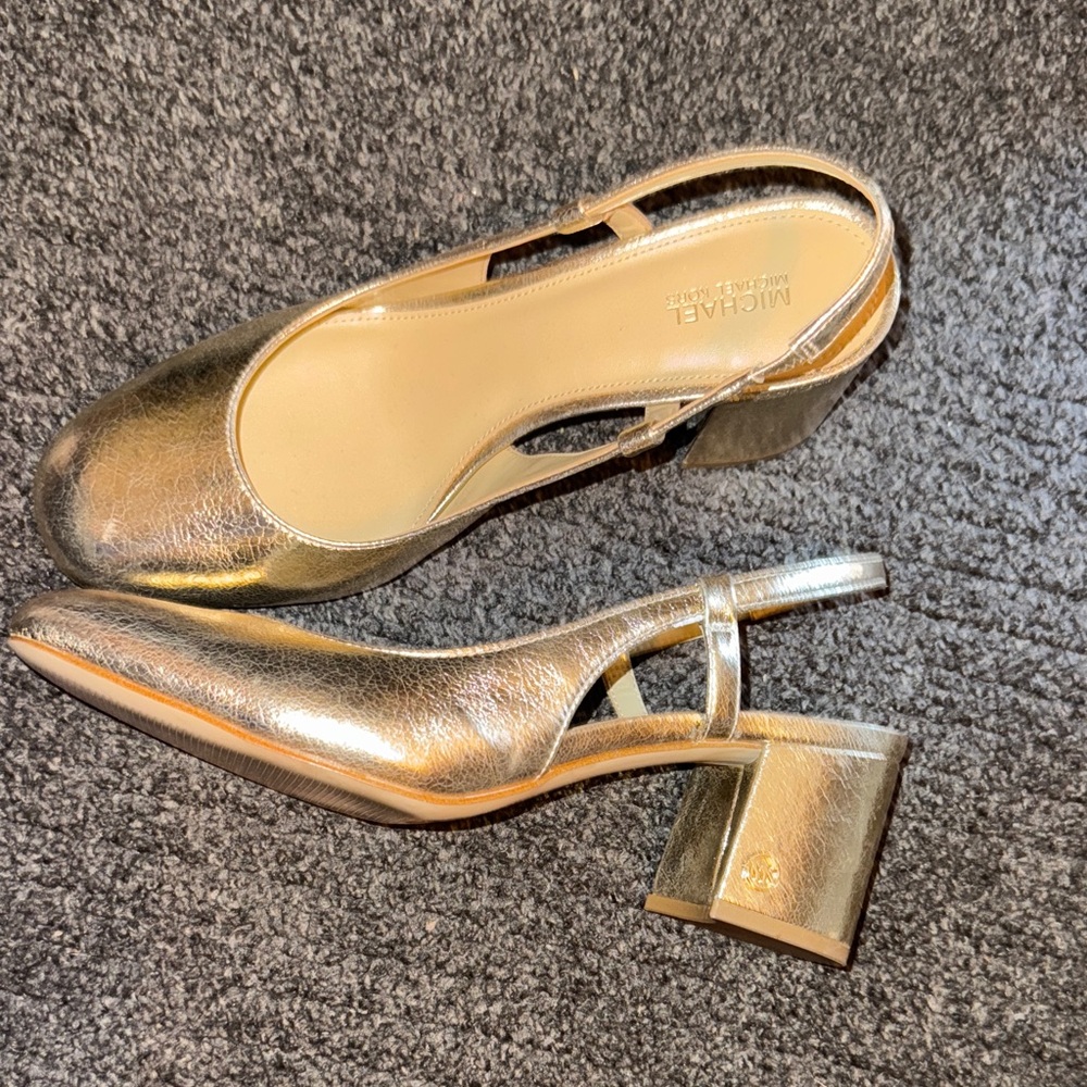 Michael Kors Metallic Gold Slingback Heels